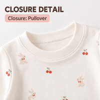 Ensemble pyjama bébé 100% coton, haut à manches longues, pantalon taille haute, imprimé lapin et oiseau, doux, respirant, unisexe, vente en gros OEM