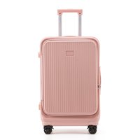 Ensemble de bagages 3 pièces, valises rigides avec poche avant, porte-gobelet et serrure TSA, rose gris, 20/24/28 pouces