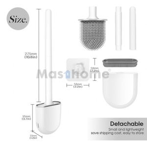 Brosse de nettoyage WC en silicone à deux sections avec manche en plastique TPR souple, offre spéciale - Product Image 5