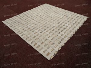 SH STONE <span class=keywords><strong>Mosaico</strong></span> di Lusso in Travertino Bianco Levigato e Grigio Argento per Lobby di Hotel, Piscine e Pareti di Spa - Product Image 2
