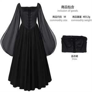 Robe Renaissance grande taille pour femmes, style <span class=keywords><strong>pirate</strong></span>, paysan, col carré, décolleté bas - Product Image 6