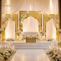 Arche de mariage 3 pièces en métal doré, support de décoration de scène marocain islamique arabe pour événements de mariage musulmans