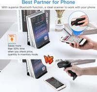 Escáner de Código de Barras Inalámbrico Portátil Eyoyo Actualizado con Clip Trasero, Lector de Códigos QR 1D 2D UPC, Bluetooth, Android, para iPhone