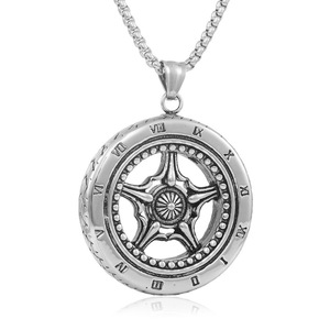 Colgante de acero inoxidable con forma de flor y números romanos para hombre y mujer, collar de moda 280743 - Product Image 5