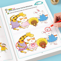 Cahier d'exercices de recherche de différences, versions basique et avancée, livre de puzzle de dessins animés pour enfants, livre d'activités d'entraînement à la concentration, 32 pages