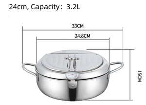 Sartén de acero inoxidable 304 con control de temperatura y <span class=keywords><strong>escurridor</strong></span> de goteo de aceite, para patatas <span class=keywords><strong>fritas</strong></span> de cocina, pollo, etc. - Product Image 3