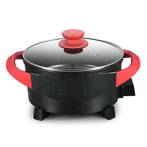 DENUO 30*9cm 6L Classical aluminum multi-functional non stick electric cooking hot pot with steamer