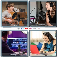 Microphone à Condensateur Gooermi BM700 avec Kit Carte Son Live, Pack Studio d'Enregistrement avec Changeur de Voix pour Studio