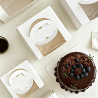 Boîtes à gâteaux portables de 4 pouces en carton écologique avec fentes pour desserts mousse d'anniversaire et emballages à emporter