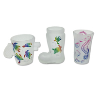 Vente en gros de souvenirs de plage Verres à liqueur tortue colorés Logo personnalisé Verre à liqueur givré à sublimation personnalisé