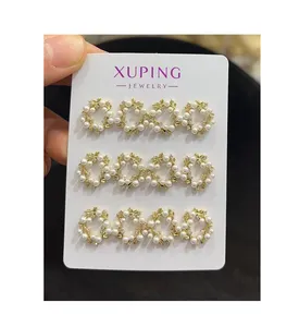 08 Xuping gran oferta joyería 14K chapado en oro moda Huggies pendiente joyería para mujer con envío rápido gratis