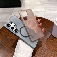 Coque de protection transparente 5G pour S25 Ultra 24 Plus 23, avec anneau magnétique en TPU+PC, effet givré anti-buée