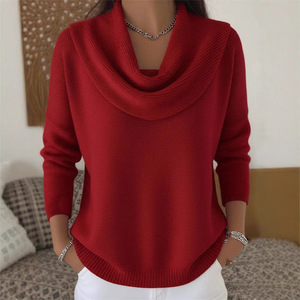 Pull à manches longues de couleur unie pour femme, coupe ample, style coréen, automne-hiver, S M L XL XXL 3XL - Product Image 3