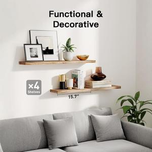 Wooden <b>Wall</b> <b>Mounted</b> <b>Shelf</b> Rectangle Multipurpose Storage Rack Living Room Bedroom Decorative Display <b>Shelves</b> - Product Image 3