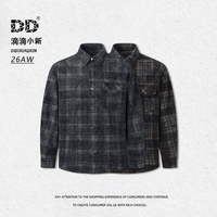 Chemise-veste en tissu écossais vintage pour homme, lavée, 320 g/m², mélange de coton brossé, tissé, pour l'automne et l'hiver