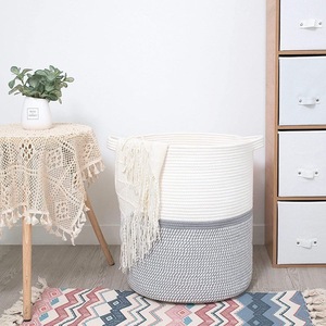 Factory Hot Sale Hand Woven Cotton Rope Baby Tote <b>Basket</b> Organizing Home Decoration - Product Image 4