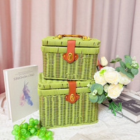 Nouveau panier de rangement carré en PP tressé, style chinois, ensemble cadeau de la Fête de la Mi-Automne, panier de courses portable pour la célébration du premier mois