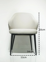 Chaise de salle à manger moderne haut de gamme, revêtement en cuir beige et gris avec pieds en métal noir, chaise d'appoint de luxe pour salle à manger