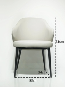 <span class=keywords><strong>Chaise</strong></span> de salle à manger moderne haut de gamme, revêtement <span class=keywords><strong>en</strong></span> <span class=keywords><strong>cuir</strong></span> beige et gris avec pieds <span class=keywords><strong>en</strong></span> métal noir, <span class=keywords><strong>chaise</strong></span> d'appoint de luxe pour salle à manger - Product Image 6
