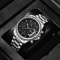 Montre-bracelet pour homme NIBOSI 2522, nouvelle montre sport décontractée chronographe avec bracelet en acier inoxydable, grand cadran, aiguilles lumineuses, mouvement à quartz