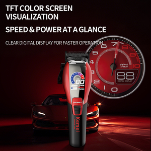 Kemei ProKm-488 Tagliacapelli <span class=keywords><strong>Professionale</strong></span> con Batteria al Litio da 2000mAh, Motore Brushless 9000RPM, Lame DLC, Colore Rosso - Product Image 6