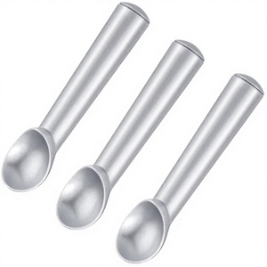 Ensemble de 3 cuillères à glace en acier inoxydable, faciles à démouler, compatibles lave-vaisselle, outils manuels pour la glace, cuillères en métal pour servir les desserts - Product Image 3