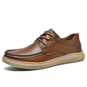 Chaussures <span class=keywords><strong>bateau</strong></span> habillées et décontractées en cuir véritable pour hommes, faites à la main, confortables pour le travail de bureau - Product Image 5