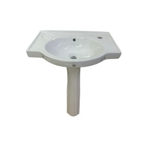 Lavabo de pedestal de cerámica Chaozhou, rectangular, de un solo orificio, fácil de limpiar, con acabado brillante, para baño, espacio pequeño - Product Image 2