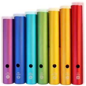 Tube sonore accordé aux chakras, 7 couleurs, en métal, avec marteau en bois, pour la guérison spirituelle (vente en gros) - Product Image 1