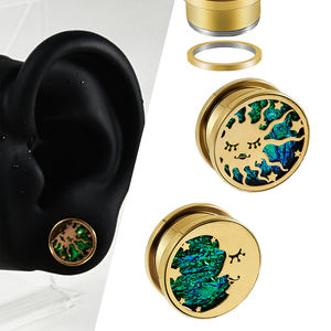 Großhandel Edelstahl Ohr Tunnel Muschel form Ohrring Expander Schraube zurück Stecker Kranken tragen Punk <span class=keywords><strong>Body</strong></span> <span class=keywords><strong>Piercing</strong></span> Partys - Product Image 1