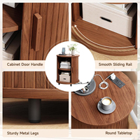 Table de chevet double réglable de style rétro moderne et naturel (également utilisable comme armoire d'appoint) avec chargement sans fil pour salon