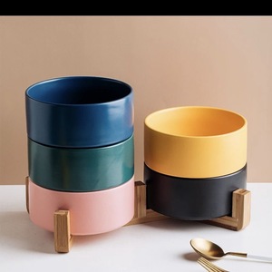 ชามเซรามิกสำหรับสัตว์เลี้ยง สีขาว ทรงกลม ป้องกันการล้ม ชามอาหารและน้ำสำหรับสุนัขและแมว - Product Image 4