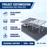 Structure de montage de carport solaire à pente unique personnalisée OEM ODM, système de support de canopée de stationnement photovoltaïque en aluminium extrudé PWM 50kW pour