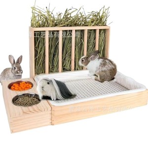 Nichoir en bois transfrontalier pour lapins, hamsters et cailles, mangeoire à foin pour lapins, distributeur d'eau et de nourriture, mangeoire décorative pour animaux de compagnie - Product Image 5