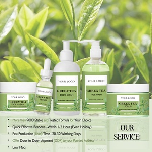 Personnalisez votre logo, design gratuit, <span class=keywords><strong>coffret</strong></span> de soins pour la <span class=keywords><strong>peau</strong></span> au thé vert, nettoyage en profondeur, équilibrage des huiles, hydratation, apaisement, kit facial pour femmes et hommes - Product Image 1