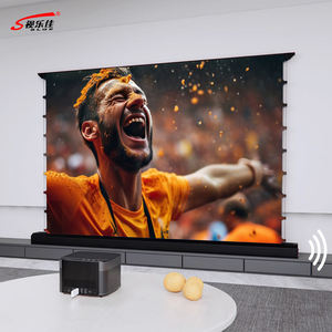 120 인치 ALR 전기 바닥 상승 프로젝터 스크린 PVC 긴 던지기 프레넬 HD 4K 8K 홈 시어터 시네마 전기 프로젝터 스크린 - Product Image 1