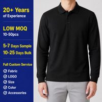 T-shirts pour hommes, polo ample, polo en coton perlé, décontracté, respirant, manches longues, t-shirt à manches longues pour hommes