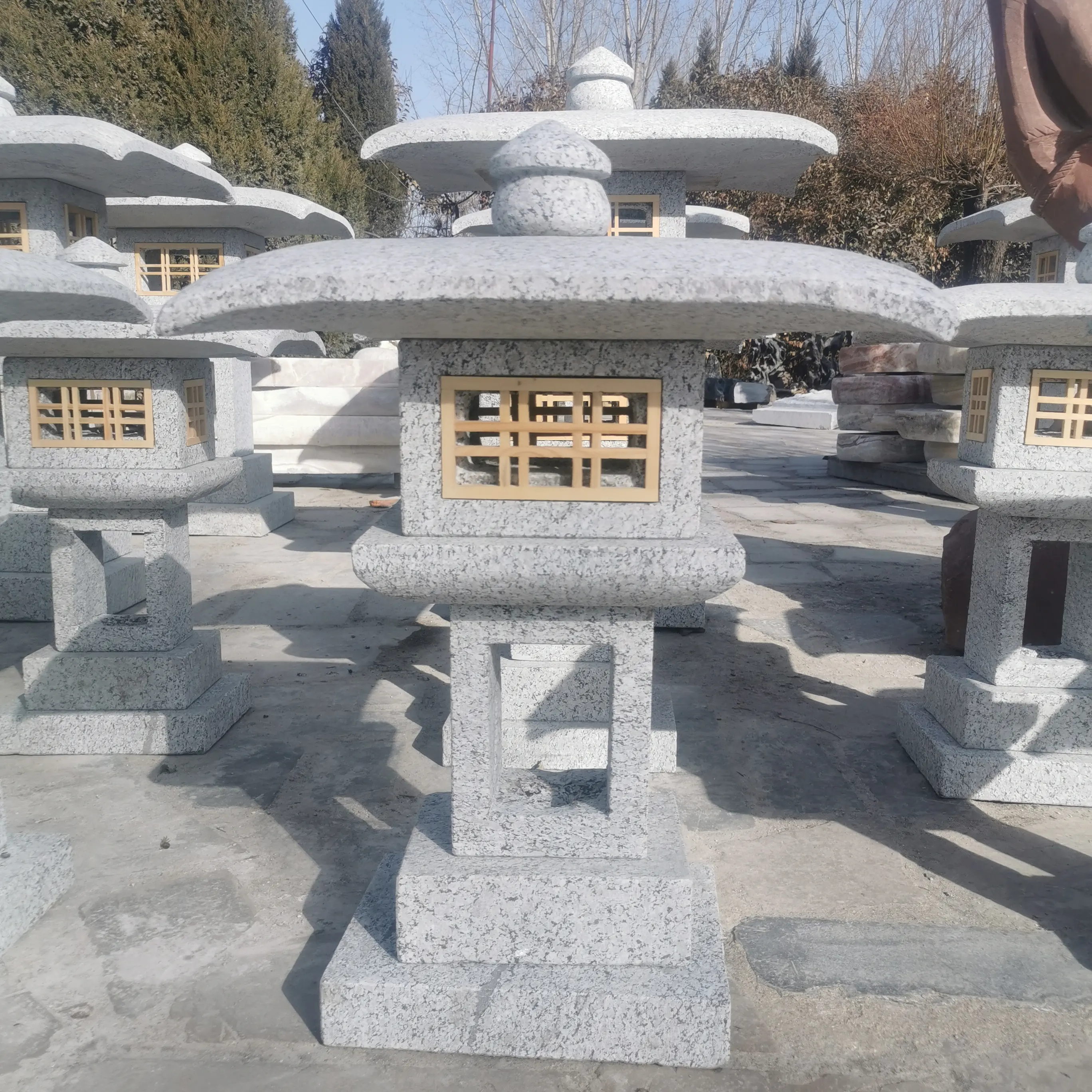 Escultura em pedra Natural de granito pagode japonês para venda