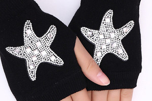 Guanti a mano lavorati a maglia in misto lana invernale personalizzati guanti da donna caldi senza dita con gioielli - Product Image 6