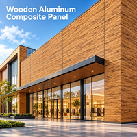 Panneau composite bois-aluminium revêtu de PVDF 4 mm 4x8 pieds, grain de bois de cèdre, pour bardage extérieur d'hôtel