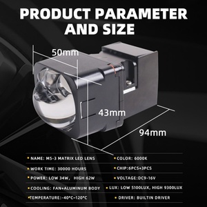 Sanvi Nouvelle Usine Module LED Super Lumineux M15S 1,5 Pouce Double Lentille 54W 6000K Phare de Voiture - Product Image 5