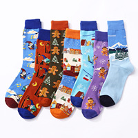 Chaussettes tubulaires en coton personnalisées avec logo jacquard 3D, style Noël, pour hommes, respirantes et anti-transpiration, prix usine, faible MOQ