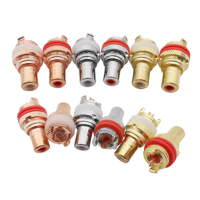 4Pcs RCA Female Socket AV Audio Video Connectors Signal Input Rhodium Plated Copper Jack Plug Amp for Hifi Panel Chassis Mount