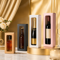 Boîtes cadeaux en papier pour bouteilles de vin, écologiques, recyclables, personnalisées, avec fenêtre transparente