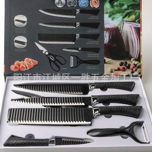 6 قطع حديثة طقم أسود من الفولاذ المقاوم للصدأ قطع سيراميك مخصص من المصنع علبة هدايا سكاكين بالجملة - Product Image 6