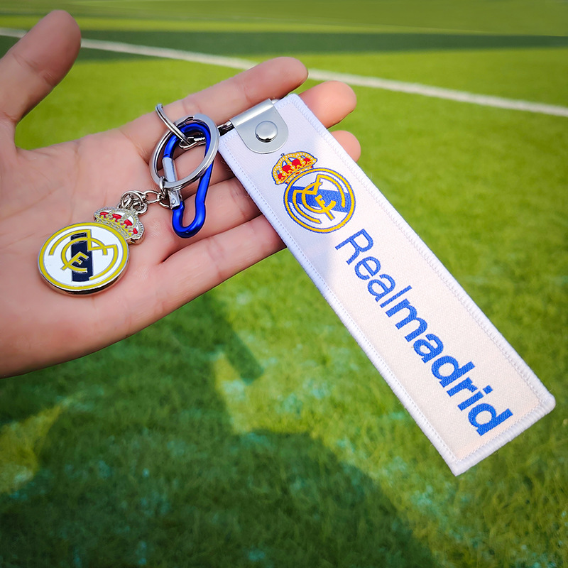 Decoración colgante de tela del Real Madrid, doble faz y a todo color, en azul.