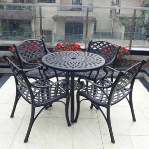 बालकनी धातु गार्डन तालिका सेट आउटडोर उद्यान फर्नीचर कास्ट प्राचीन एल्यूमीनियम आउटडोर आँगन मेज और कुर्सी - Product Image 6