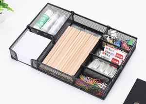 <span class=keywords><strong>Cesta</strong></span> Organizadora de Escritorio de Metal Negro con Malla Metálica para Oficina y Escuela, Organizador de Papelería Combinado - Product Image 6