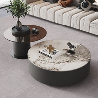 Drehbarer Wohnzimmer-Couchtisch Hochwertiger Aufbewahrungstisch Italienischer Teetisch mit Beistelltisch Minimalistisches Möbelset