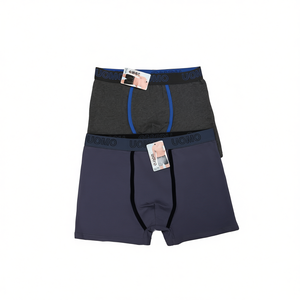 Boxers pour hommes en soie et élasthanne légers, séchage rapide, respirants, taille mi-haute, coupe décontractée, couleur unie, sous-vêtements tricotés, lot de 2 avec L - Product Image 1